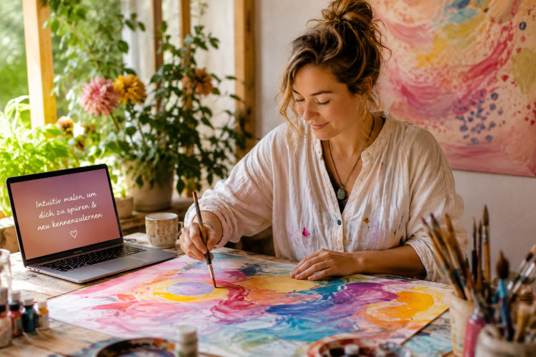 Intuitiv malen - Workshop, finde deinen ganz eigenen Ausdruck. Online malen. In Gemeinschaft malen.